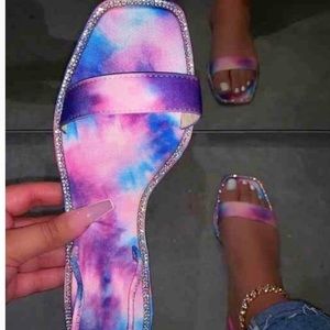 Tie dye rompers size medium & sandals size 7